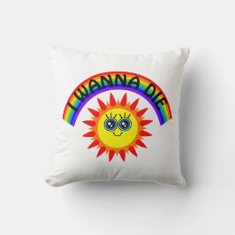 Jag vill Die - Rainbow Smiling Sol Kudde