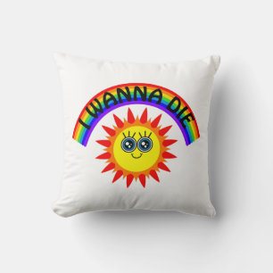 Jag vill Die - Rainbow Smiling Sol Kudde