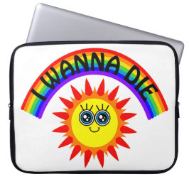 Jag vill Die - Rainbow Smiling Sol Laptop Fodral