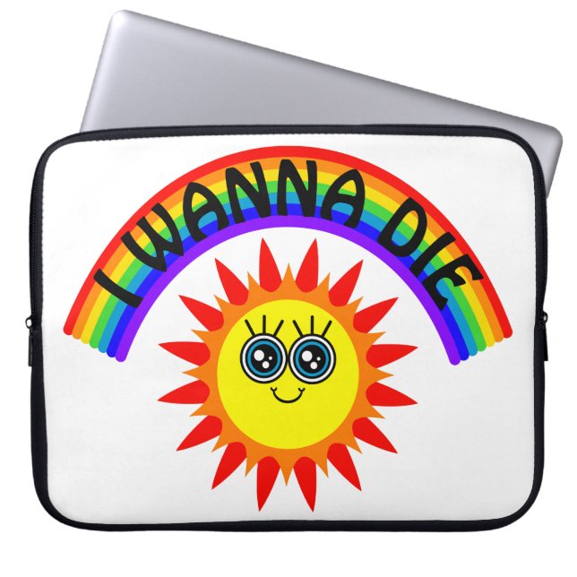 Jag vill Die - Rainbow Smiling Sol Laptop Fodral (Framsidan)