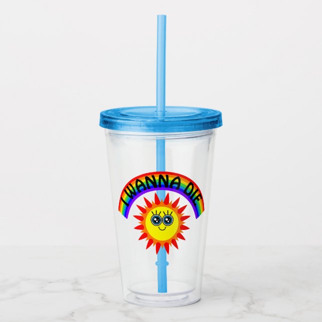 Jag vill Die - Rainbow Smiling Sol Take Away Mugg (Framsida)
