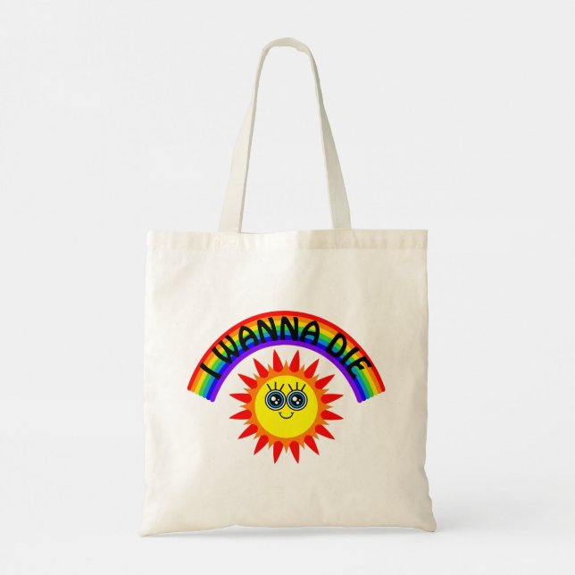 Jag vill Die - Rainbow Smiling Sol Tygkasse (Baksida)