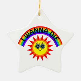 Jag Vill Dö - RegnbågsLeende Sol Julgransprydnad Keramik