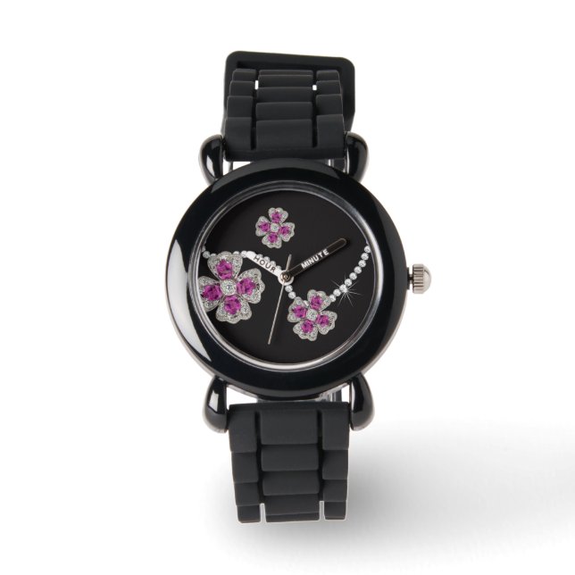 Jag vill ha Bära Diamonds Flower Girl Party Armbandsur (Framsida)