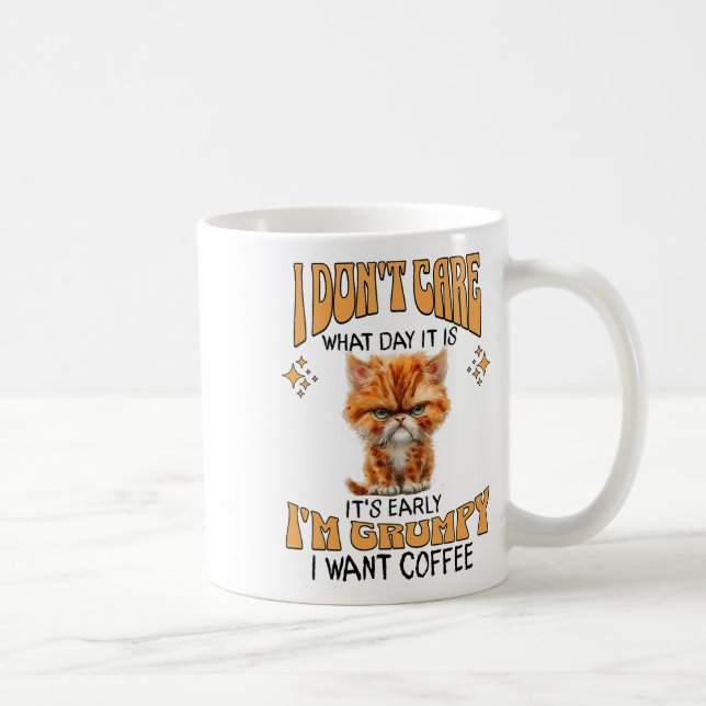 Jag vill ha Cof Cat Grumpy Coffee Älskare Sarcasti Kaffemugg (Höger)