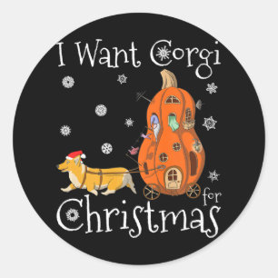 Jag vill ha Corgi till julfinne Santa Corgi Hund G Runt Klistermärke