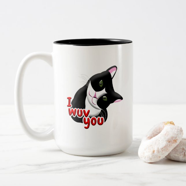 Jag vill ha dig Cat Två-Tonad Mugg (Med munk)