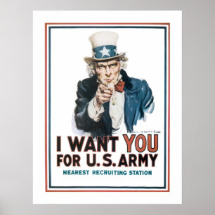 "Jag vill ha dig", farbror Sam (vit) Poster