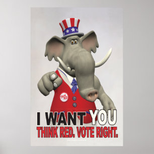 Jag vill ha dig - Tänka Red Vote Höger Poster