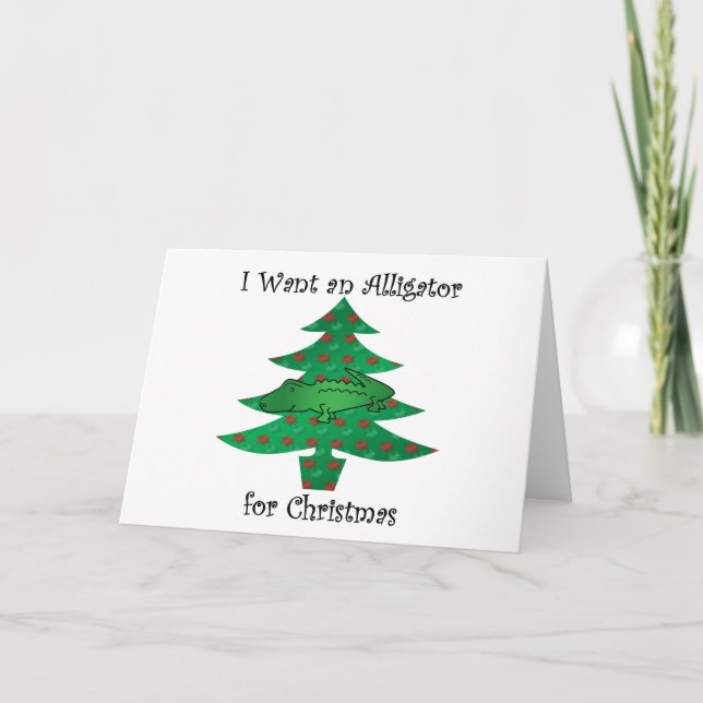 Jag vill ha en alligator för christmas helgkort (Framsida)