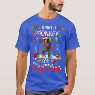 Jag vill ha en apa till jultomten i Julafton Ljus T Shirt