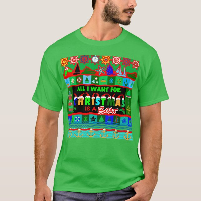Jag vill ha en båt till jul t shirt (Framsida)
