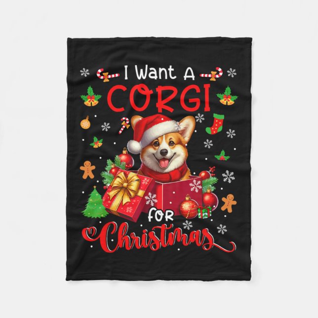 Jag vill ha en Corgi för julägarens tomtmålare Hun Fleecefilt (Framsidan)