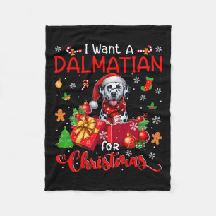Jag vill ha en Dalmatien till julägaren Santa Hund Fleecefilt