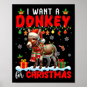 Jag vill ha en donkey till jultomten Donkey Farmer Poster