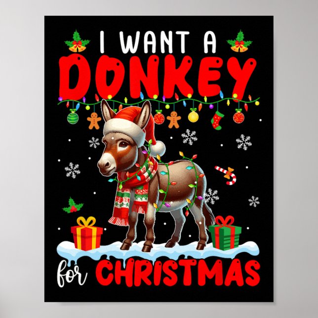 Jag vill ha en donkey till jultomten Donkey Farmer Poster (Framsidan)