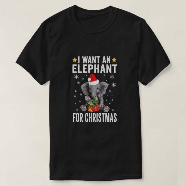 Jag vill ha en elefant till jul. t shirt (Design framsida)