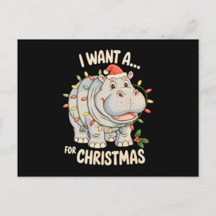 Jag Vill Ha En Flodhäst På Julen Xmas Flodhäst Helg Vykort
