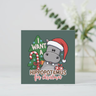 Jag vill ha en flodhäst till jul Flodhästfamilj  Julkort