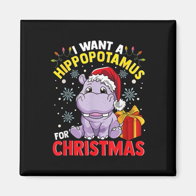 Jag vill ha en flodhäst till jul magnet (Framsidan)