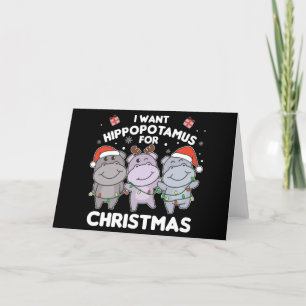 Jag vill ha en flodhäst till jul Söta flodhästar t Helgkort
