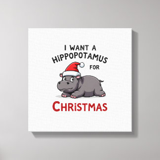 Jag vill ha en flodhäst till jul - Xmas Hippo ( Canvastryck