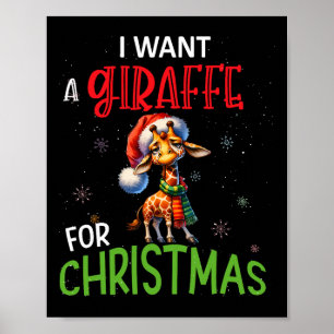 Jag vill ha en giraffe för julklapp byby poster