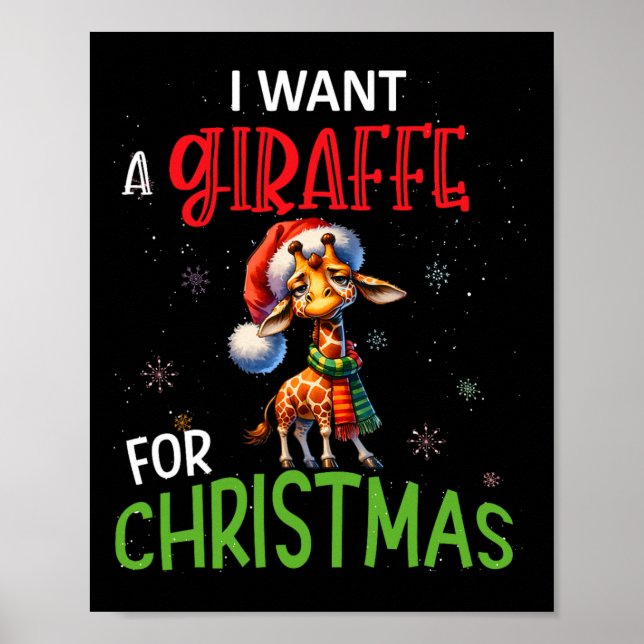 Jag vill ha en giraffe för julklapp byby poster (Framsidan)