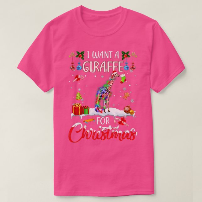 Jag vill ha en Giraffe till jultomten Julafton Lju T Shirt (Design framsida)