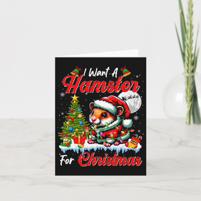 Jag vill ha en hamster för julklappen Santa Sungle Kort (Framsida)