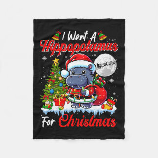 Jag vill ha en hippo till julklad jultomslungel fleecefilt