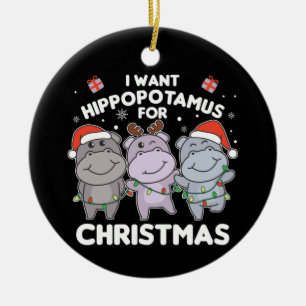 Jag vill ha en hippo till julsöt hippos Ceramic Julgransprydnad Keramik