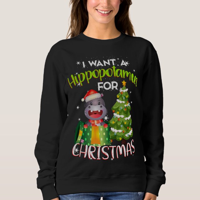 Jag vill ha en hippopotamus christmas hippo t shirt (Framsida)