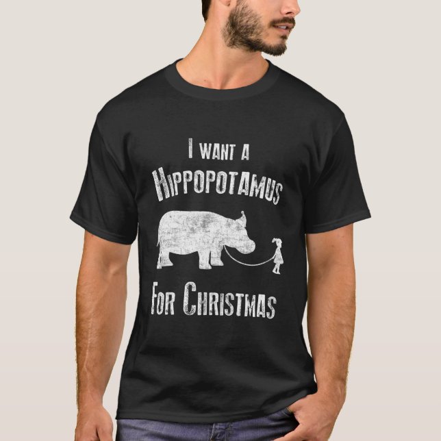 Jag vill ha en hippopotamus för Hippos T Shirt (Framsida)