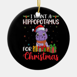 Jag vill ha en hippopotamus för julklamus julgransprydnad keramik