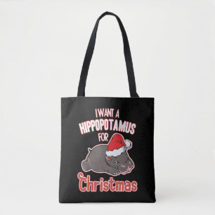 Jag vill ha en hippopotamus för julklapp tygkasse