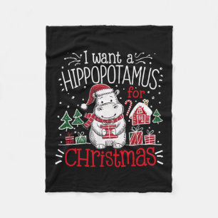 Jag vill ha en hippopotamus jul Pajamas Cute Hippo Fleecefilt