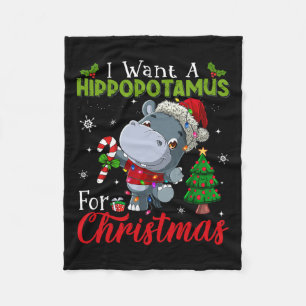 Jag vill ha en hippopotamus till jul. fleecefilt