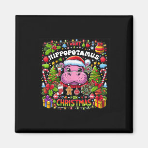 Jag vill ha en hippopotamus till Jul Hippo Julafto Magnet