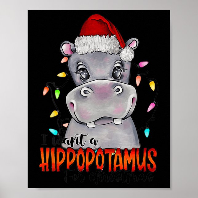 Jag vill ha en hippopotamus till jul Hippo Julafto Poster (Framsidan)
