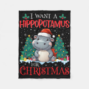 Jag vill ha en hippopotamus till jul Julafton Hipp Fleecefilt