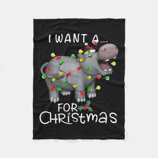 Jag vill ha en hippopotamus till jul Julafton Hipp Fleecefilt (Framsidan)