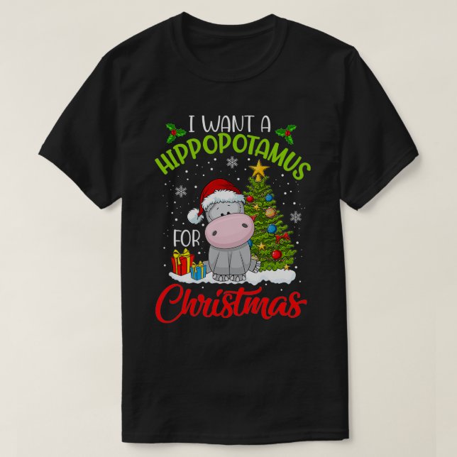 Jag vill ha en hippopotamus till Jul Julafton Hipp T Shirt (Design framsida)