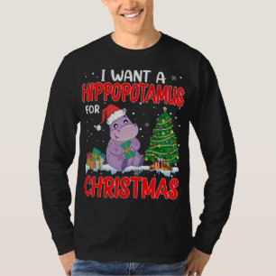 Jag vill ha en hippopotamus till jul Ljus Hippo X T Shirt