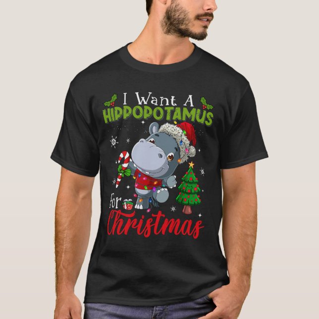 Jag vill ha en hippopotamus till jul. t shirt (Framsida)
