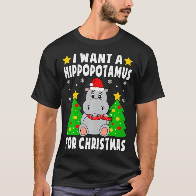 Jag vill ha en hippopotamus till jul. t shirt (Framsida)