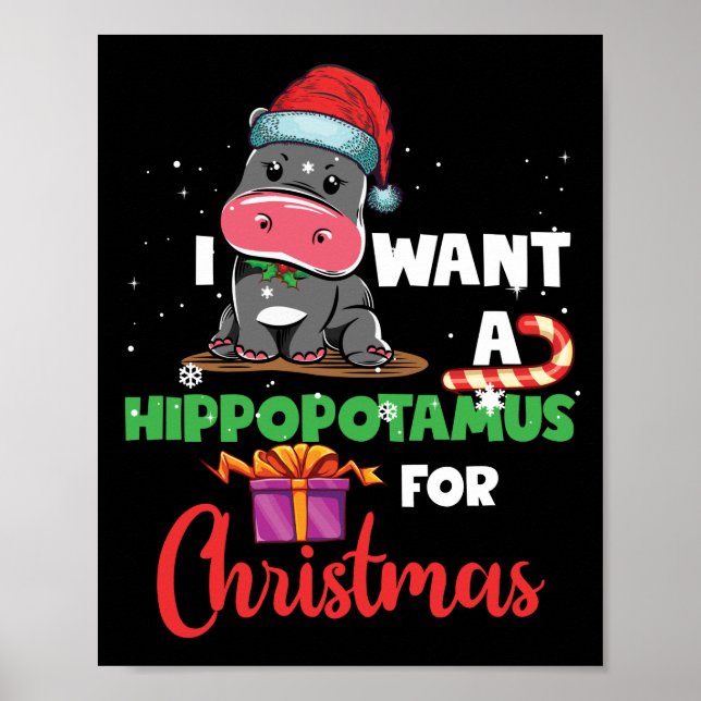 Jag vill ha en hippopotamus till Julafton Hippo Poster (Framsidan)