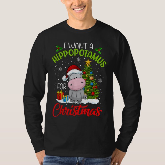 Jag vill ha en hippopotamus till Julafton Hippo T Shirt (Framsida)
