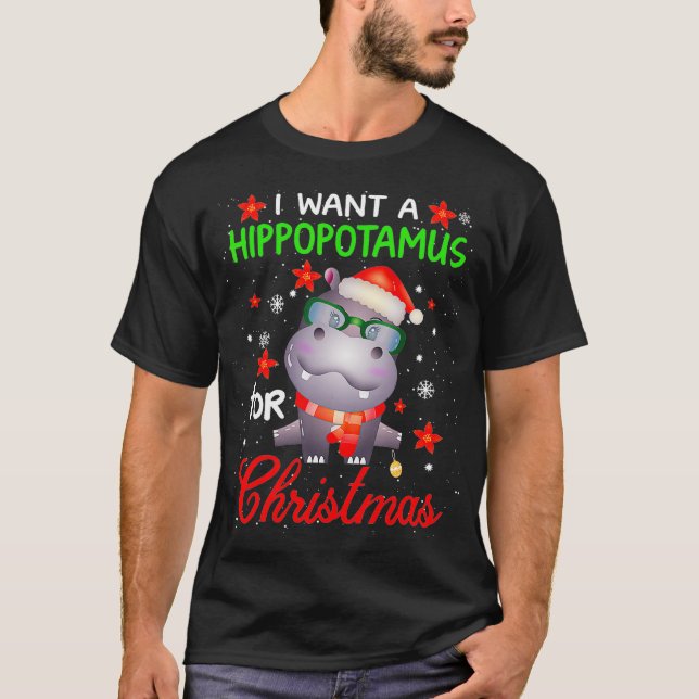 Jag vill ha en hippopotamus till julfonen Hippo Gi T Shirt (Framsida)