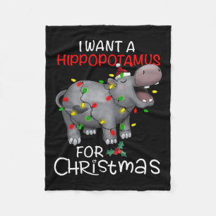 Jag vill ha en hippopotamus till Juli Julafton Hip Fleecefilt
